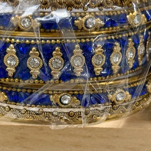 Amrita Singh Gold & Cobalt Blue Bangle Set – Statement Cuff - Picture 1 of 7